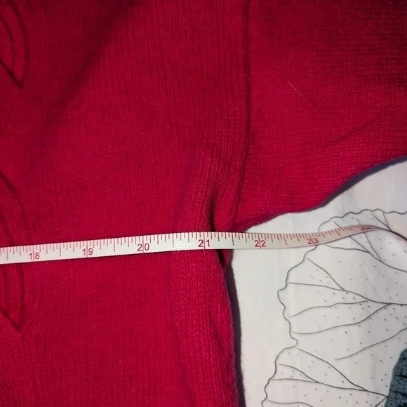 VINTAGE Pink Cable Knit Lambswool & Angora Crewneck Long Sweater Size Large - Picture 10 of 14